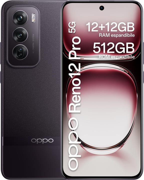 OPPO Reno12 Pro (512 Go, Nebula Noir, 6.69", Double SIM, 50 Mpx, 5G)