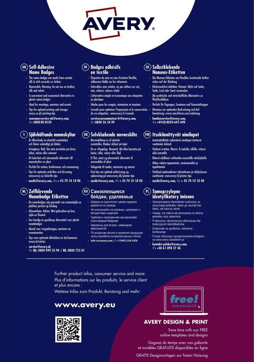 Image du produit Avery Etiquettes nominatives 80 x 50 mm, 20 Blatt