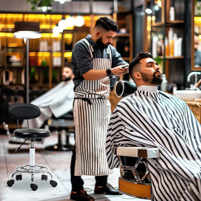 Produktbild Swisshandel24 Rollhocker höhenverstellbar Drehhocker Drehbar Salon Hocker mit Lehne, Rädern