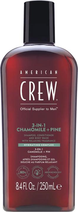 Image du produit American Crew Shampooing, après-shampooing et lavage pour le corps 3 en 1 à base de chamomile et de pin (250 ml, Shampoing liquide)