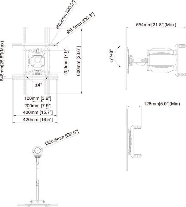 Immagine prodotto Multibrackets Staffa 32"- 60", nera, acciaio/alluminio