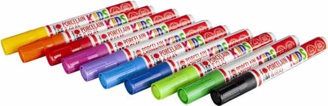 Actual product image Marabu Porcelain and glass painting pen Kids (Red, Blue, Orange, Turquoise, Green, Black, Violet, Yellow, 10 x)