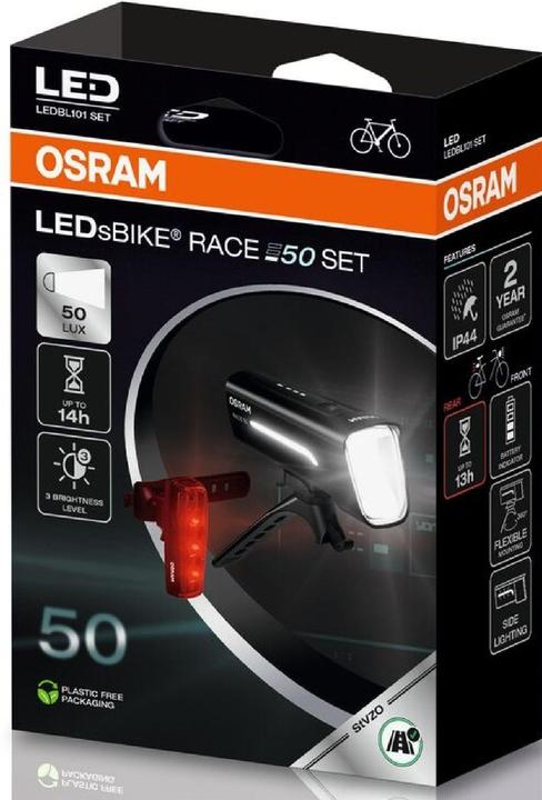 Image du produit Osram Kit d'éclairage vélo RACE 50 SET LED rechargeable Noir (100 lm, 100 lm)