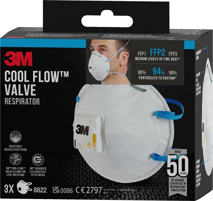 Immagine prodotto 3M Maschera per polveri sottili Comfort 8822 (FFP2, 3 x)