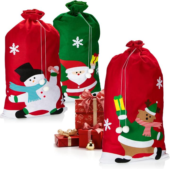 Immagine prodotto Com-four Confezione da 3 sacchetti di Babbo Natale (Borsa da regalo, 3 x)