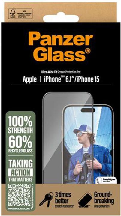 Image du produit PanzerGlass Ultra-Wide Fit (1 pièce(s), Apple iPhone 16, Apple iPhone 15)