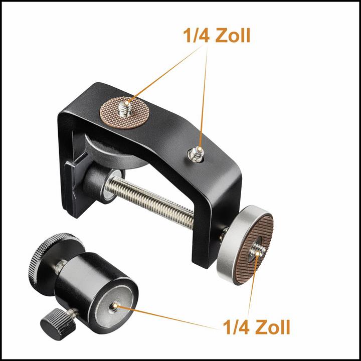 Actual product image Walimex pro per KX-25 tripod clamp with ball head (Stand clamp)