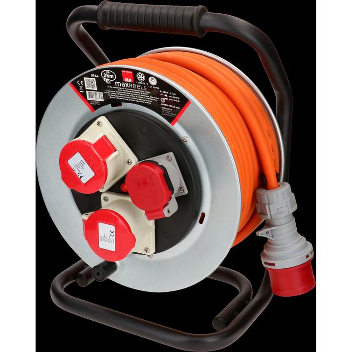 Actual product image Max Hauri maxReel steel cable reel IP44 2x CEE16-5, 1x type 25 (25 m, 2.50 mm²)