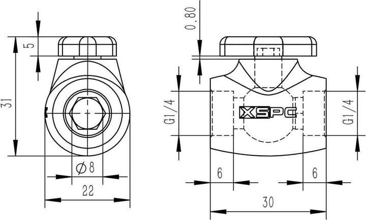 Actual product image XSPC Stopcock with 2x IG 1/4 inch