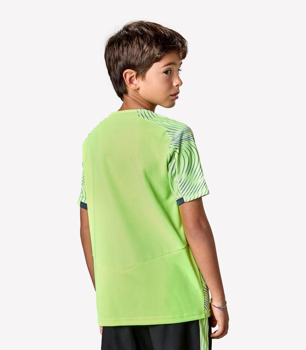 Image du produit Kipsta Maillot De Football Enfant Manches Courtes Viralto Wave Jaune Fluo, Gris,Noir (14, 15, 16)