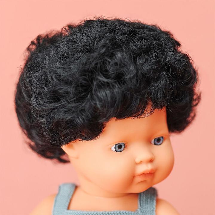Actual product image Miniland Doll Black Curls Girl 38cm Body Lead Colourful