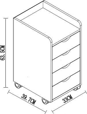 Produktbild VCM Holz Büroschrank Rollcontainer Konal Mini mit Schublade (33 x 40 cm)