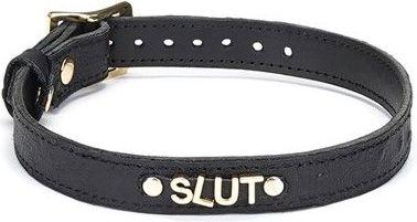 Actual product image Liebe Seele Demon's Kiss Leather Collar Ostrich Leather Look "Slut