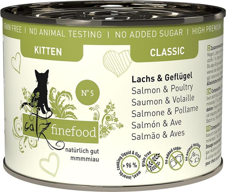 Image du produit Catz Finefood Kitten No.5 saumon & volaille (Chiot + chaton, 6 pcs, 255 g)