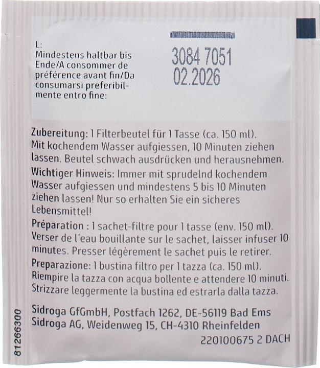 Valori nutrizionali e ingredienti Sidroga Tè di rilassamento (20 g)
