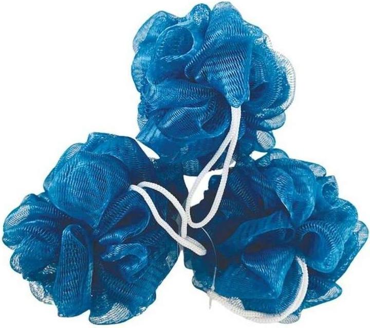 MSV Éponge de douche 3 pièces, 10 x 10 cm, bleu foncé