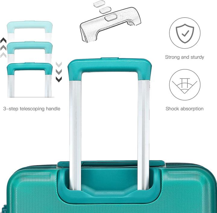 Produktbild Kono 2er Kofferset ABS Hartschalen Tuerkis (38 l, Handgepäck (bis 50l))