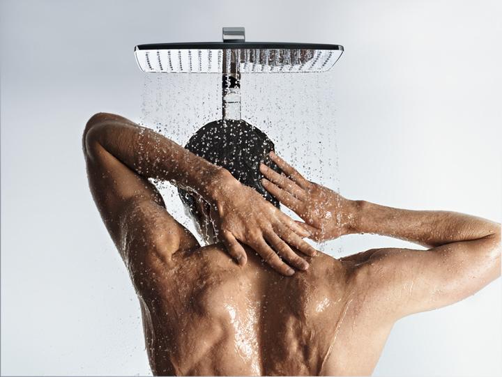 Actual product image hansgrohe HG overhead shower PURA VIDA 400 AIR 1jet 400mm DN 15 ceiling connection 100mm chrome (1 Beam types, 21 l/min)
