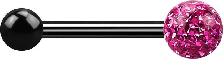 Produktbild Star Piercing Barbell schwarz mit Kugel und Kristallkugel pink Epoxy Schutzschicht (Titan G23, ohne Messing)
