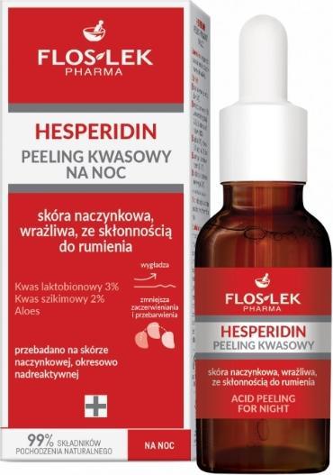 Floslek Pharma Hesperidin Peeling kwasowy na noc - skóra naczynkowa,wrażliwa ze skłonnością do (Körperlotion, 30 ml)