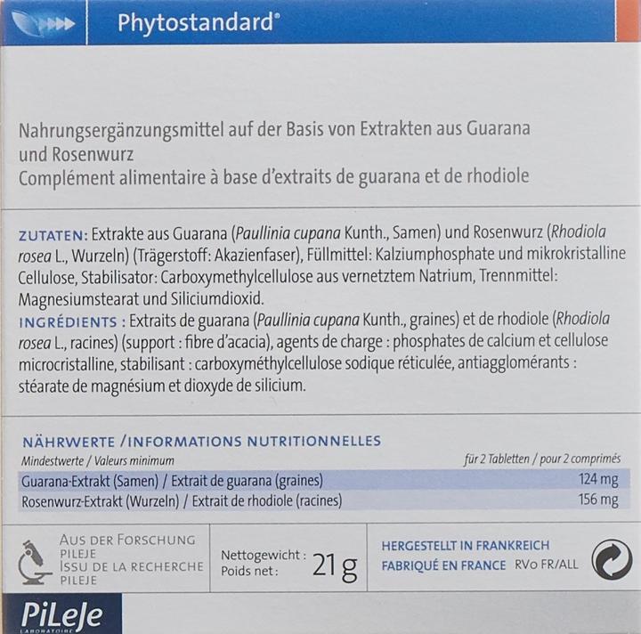 Nährwerte und Zutaten Phytostandarts Guarana - Rosenwurz Tablette (30 Stück, Tabletten, 35 g)