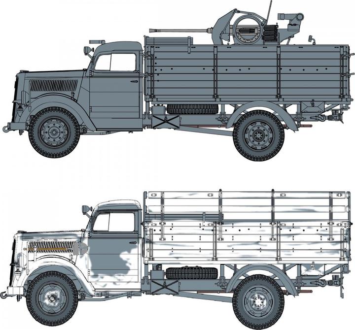 Produktbild 1:35 German3t 4x2CargoTruck w/2cm FlaK38