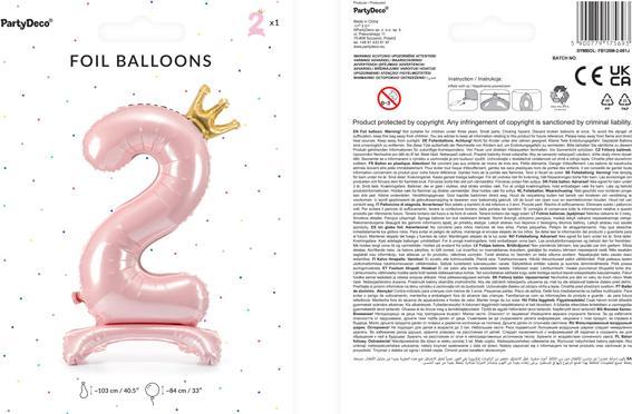 Actual product image Partydeco Balloon number 2 on foot - Pink