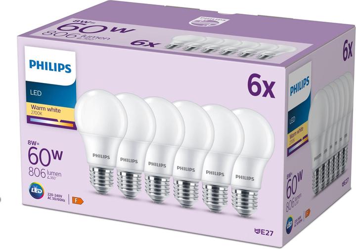 Image du produit Philips Ampoules à LED (E27, 8 W, 806 lm, 6 x, F)