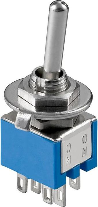 Produktbild Goobay Kippschalter Miniatur, 2x UM, 6 Pins, blaues Gehäuse
