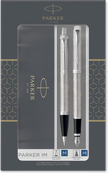 Produktbild Parker Pen IM Brushed Metal C.C. DuoSet inkl. Geschenkbox (Silber, Schwarz, 2 x)
