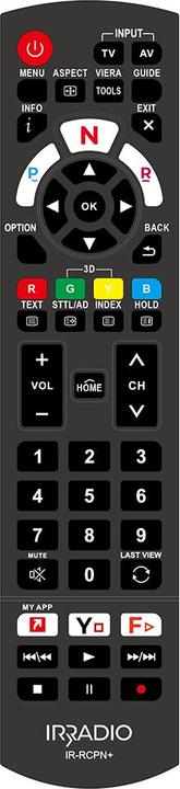 Produktbild Irradio Fernbedienung kompatibel mit allen LCD/LED PANASONIC TV und SMART TV, Mod. IR-RCPN+ (Gerätespezifische Fernbedienung)