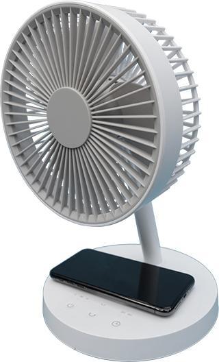 Image du produit Wellcraft Ventilateur de table sans fil avec fonction de charge pour smartphone (56 dB)