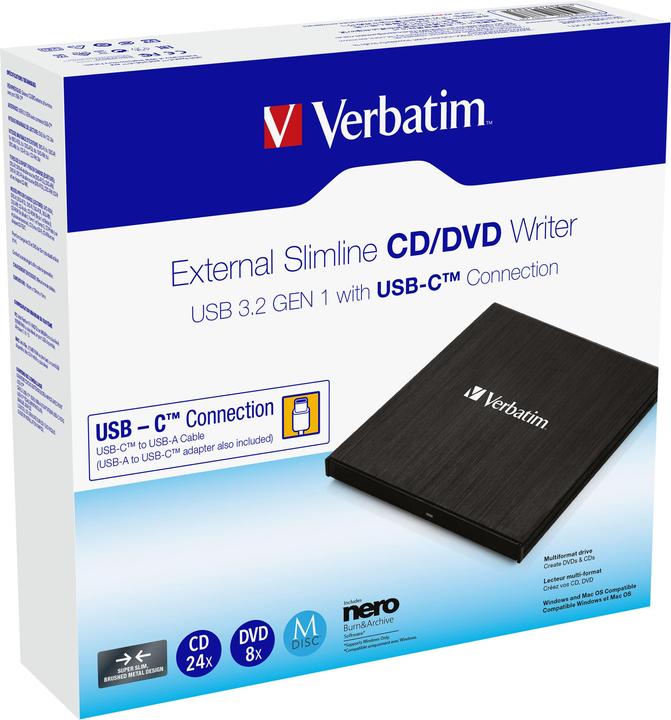 Image du produit Verbatim Simline CD / DVD ReWriter USB-C (Graveur de DVD)