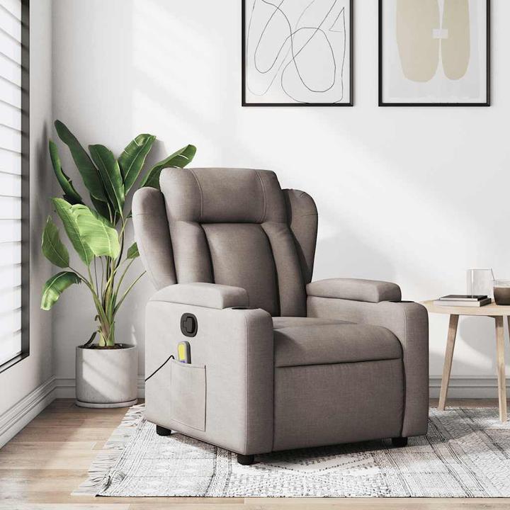 Actual product image VidaXL Massage chair taupe fabric,Colour: Taupe,Material: Fabric (100