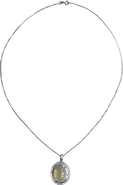 Actual product image Xen Pendant with chain citrine cabochon 45 cm 925 silver (925 Sterling silver, 45 cm)