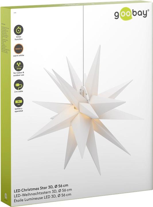 Produktbild Goobay LED-Weihnachtsstern 3D, Ø 56 cm, batteriebetrieben