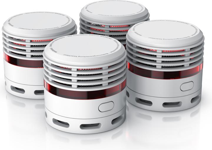 Immagine prodotto Brandson Rilevatore di fumo 4x, batteria agli ioni di litio della durata di 10 anni, volume 85dB, LED