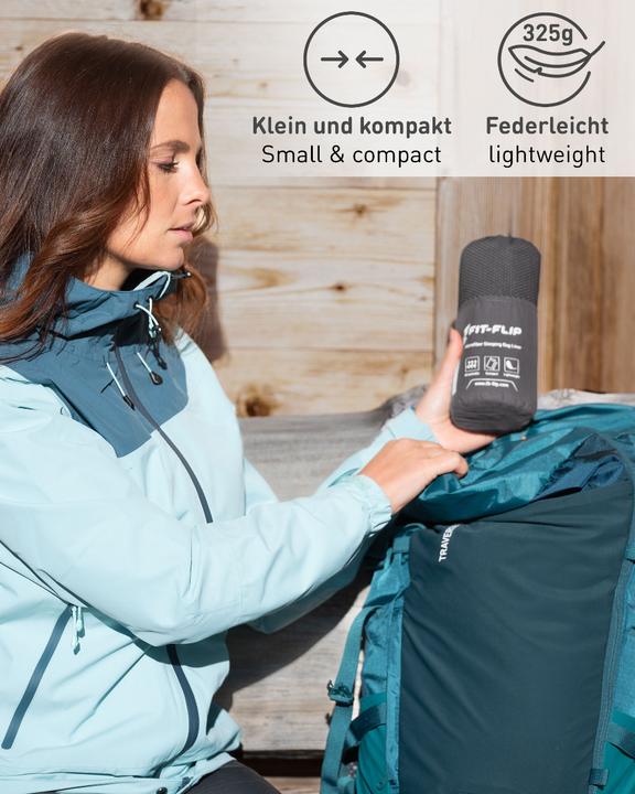 Image du produit Fit-Flip Hüttenschlafsack Baumwolle ultraleicht mit Kissenfach 90x220cm (220 cm)
