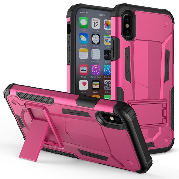 Image du produit Zizo Hybrid Transformer Cover - Étui blindé pour iPhone X avec support (Rose chaud/Noir) (Apple iPhone X)