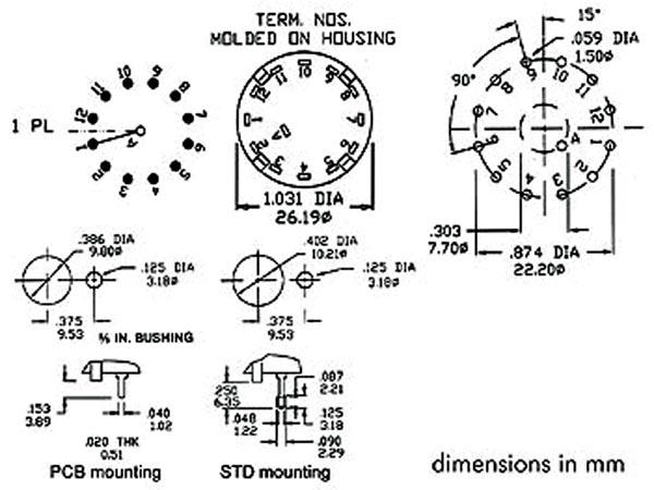 Image du produit Velleman Commutateur rotatif 1P 12 Positions Montage Pcb