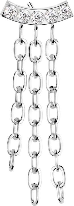 Produktbild Star Piercing Threadless Balken gebogen silber fünf Kristalle silber Anhänger drei Ketten (ohne Messing, Titan G23)
