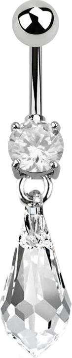 Image du produit Star Piercing Banane argent avec pendentif cristal Swarovski longue goutte (sans laiton, Acier chirurgical 316L)