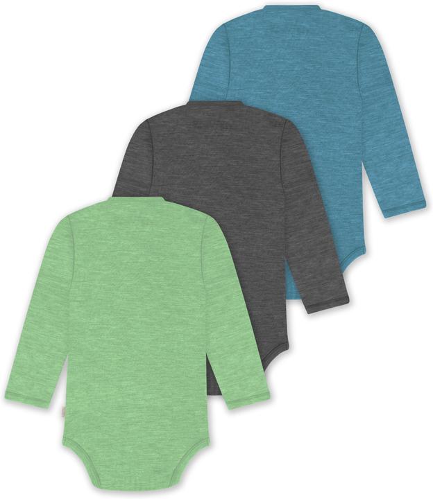 Actual product image Normani Set of 3 baby body wrap long sleeve toddler bodysuit made from merino wool - 9357 (50)