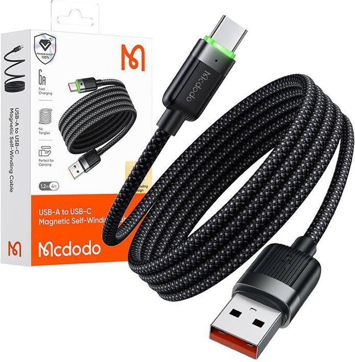 Actual product image Mcdodo CA-5650 USB-A to USB-C cable, 6A, self-winding, 1.2m (1.20 m, USB 3.2)
