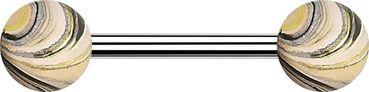 Produktbild Star Piercing Barbell silber mit zwei Kugeln schwarz und gold elektrisch Beschichtet (Chirurgenstahl 316L, ohne Messing)