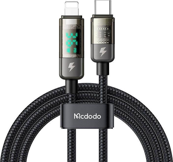 Actual product image Mcdodo CA-3600 USB-C to Lightning cable, auto power off, 36W, 1.2m (black) (1.20 m, 36 W)