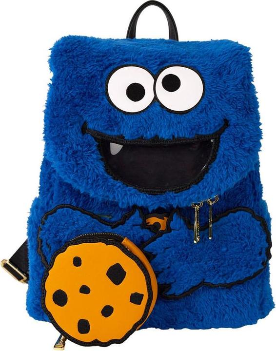 Actual product image Loungefly Sesame Street Cookie Monster Plush backpack + purse