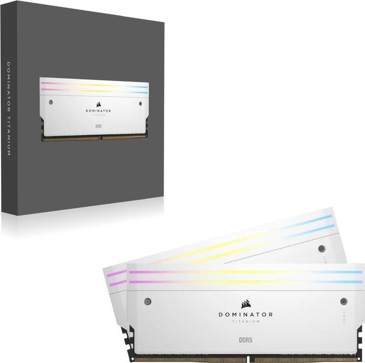 Image du produit Corsair RAM D5 6000 64GB C30 Dom Titanium K2 W (2 x 32GB, 6000 MHz, RAM DDR5, DIMM)