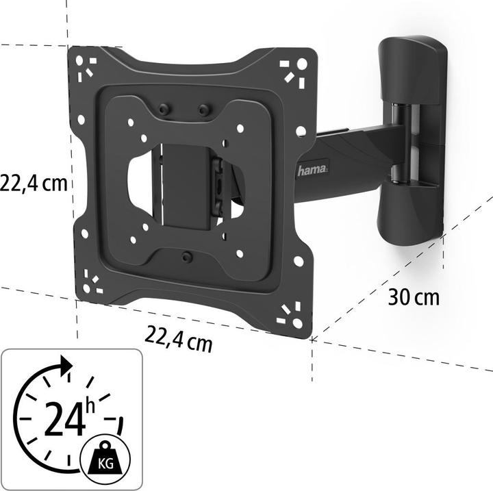 Image du produit Hama Support TV mural, pivotant, inclinable, antivol, 122 cm (48"), 20 kg (Mur, 48", 20 kg)