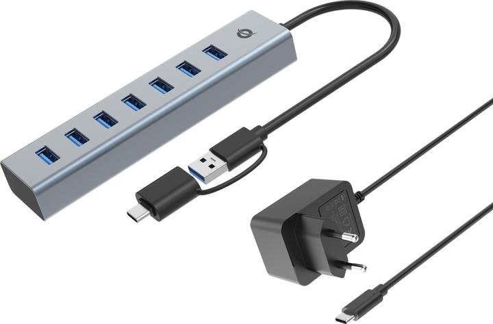 Conceptronic USB-Hub 7-Port 3.0 ->7x3.0 5Gbps ink PW.Adapter (USB-A, 7 Ports)